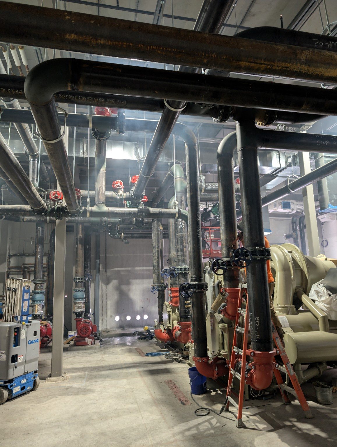 Completed mechanical piping and pump installation